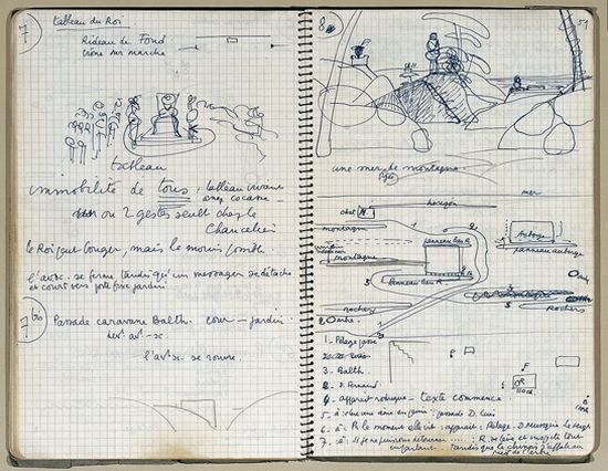 Jean-Louis Barrault, cahier de mise en scène pour le Soulier de satin Jean-Louis Barrault, cahier de mise en scène pour le Soulier de satin